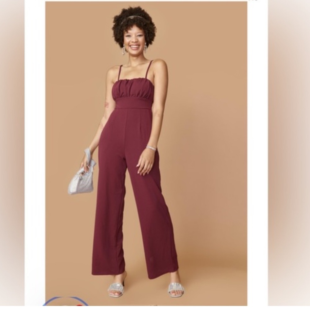 Trixxi, Francesca’s wine ruched cami pants jumpsuit size M